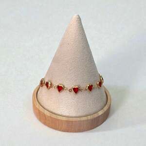 Red Heart Charm Gold-Tone Anklet